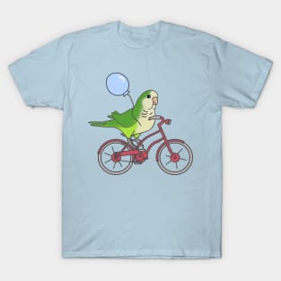 green quaker parrot on a bike T-Shirt